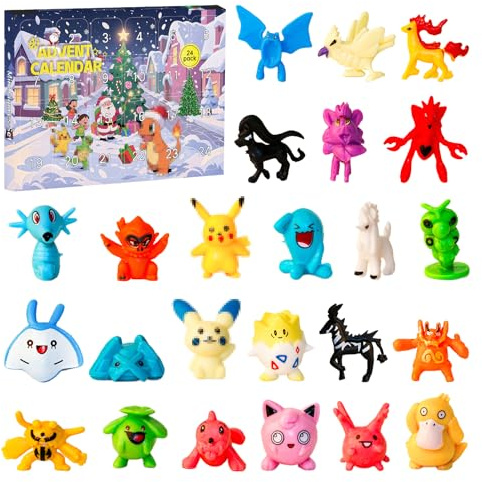 GOACRS Adventskalender Kinder Figuren Set, Kleine Weihnachtskalender mit 24 zufälligen Mini Cartoon-Anime Spielzeugfiguren, Weihnachts-Countdown Überraschungsgeschenk für Jungen und Mädchen