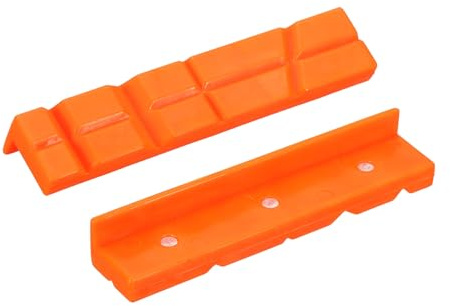 sourcing map 1 Set Vise Jaw Pads 5 Rubber V-Shape Magnetic Vise Soft Jaws Standard Anti-Scratches Vice Covers Tools for DIY Making Woodworking Clamping Plumbing, Orange