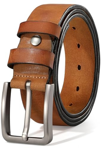 VONMELLI Mens Leather Belt, 38mm Heavy Duty Work Belt Casual Every Day Belt for Jeans