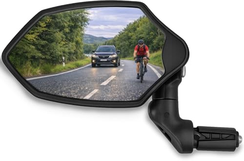 XiRRiX Fahrradspiegel Lenker innen Rückspiegel E-Bike MTB Citybike, 360° verstellbar konvex großes Sichtfeld bruchsicher vibrationsarm Ø 14,8–23 mm