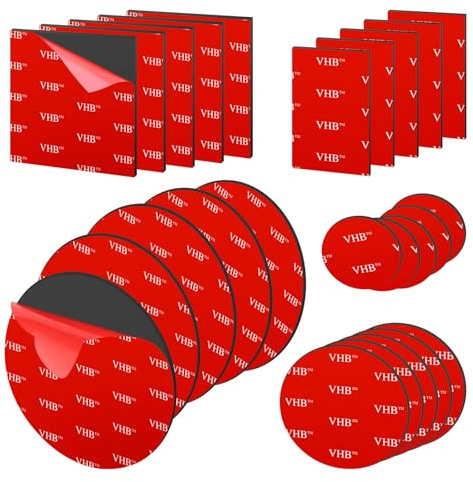 25PCS Double Sided Sticky Pads Heavy Duty Waterproof Dash Cam Sticky Pad | 5 Types Water High Temperature Resistant Strong Double Sided Tape Adhesive Strips Double Sided Foam Tape for Hanging Pictures