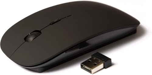 Slim mini souris optique sans fil pour PC ou ordinateur portable avec récepteur USB 2.4G Wireless Slimline souris USB pour ordinateurs portables / PC de bureau XP / Vista / Windows - en noir