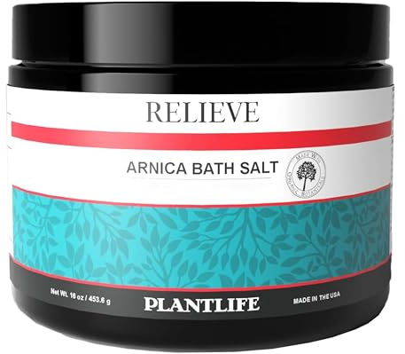 Plantlife Arnica Relieve Mineral Bath Salts - Made with Arnica and 100% Pure Essential Oils - Relieve Products are a Homeopathic Solution for Everyday Use - Works Quickly and Effectively - 16 oz