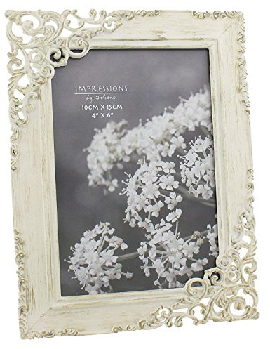 ukgiftstoreonline Vintage Style Ornate Cream Metal Photo Frame New Boxed
