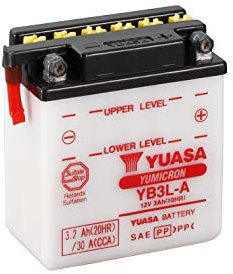 YUASA BATTERIE YB3L-A offen ohne Saeure, 98 mm x 56 mm x 110 mm
