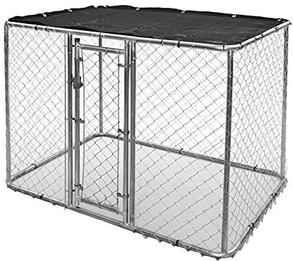 MidWest Homes For Pets Chain Link Portable Kennel with a Sunscreen, 6 by 4 by 4-Feet
