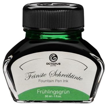 Reservoarbläck i bläckflaska, skrivbläck för reservoarpennor, vårgrönt, 30 ml i bläckhorn, kalligrafibläck