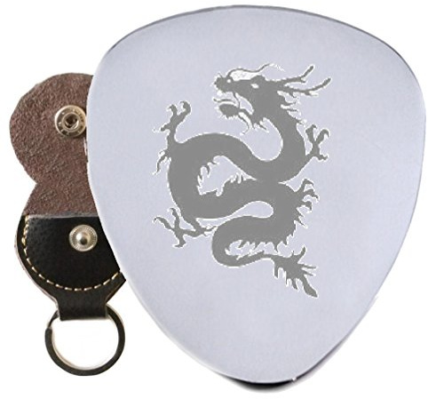 Chinese Dragon stahl Gitarre Plektrum Graviert In Schlüsselanhänger Halter