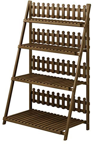 Support De Fleur En Bois Massif Support De Plante Verte Multicouche De Balcon Présentoir De Pot De Fleur Présentoir De Plante Succulente Conception Pliable (Color : Brown, Size : 70x47x142cm)