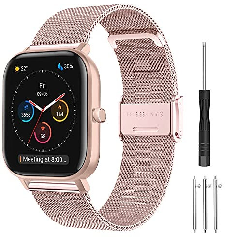 Kompatibel mit Amazfit GTS 2 Mini Armband, 20mm Mesh Geschäft Metall Uhrenarmband für Amazfit GTS/GTS 2/2e/GTS 3/GTS 4/GTS 4 Mini/GTR Mini/Amazfit Active/Amazfit Bip/Bip U/Bip U Pro/Bip 3/Bip 3 Pro