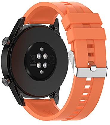 Silicone Sports Strap for Huawei/Galaxy/Ticwatch Smartwatches, 22mm, Compatible with Watch 3/3 Pro/GT2 Pro/GT2e/GT2/GT 46mm/Galaxy Watch 3 45mm/46mm/Gear S3/Ticwatch Pro 3 (Orange)