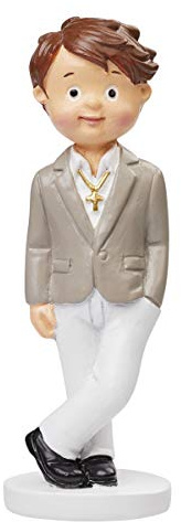 ZauberDeko Tortendeko Kommunion Konfirmation Junge Anzug Grau Tischdeko Figur Aufsteller 9cm
