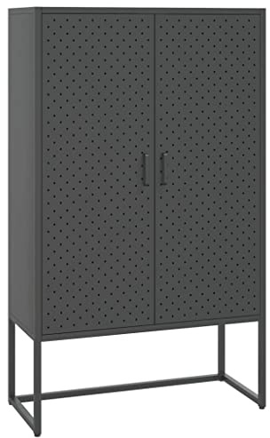 vidaXL Anthracite Highboard - Steel Construction, Adjustable Levellers, Ample Storage, Suitable for Home Decor