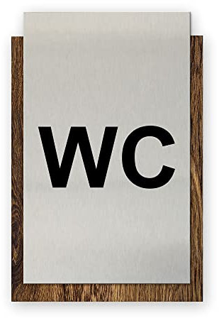 Business-Schild WC Toilette modernes Schild aus Holz & Alu für Innenräume Holzoptik 14 x 20 cm ideal für Büro Schule Universität Made in Germany (I Braun 1)