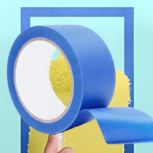 Iwinna Decorators Masking Tape 50mm x 50m, UV Resistant No Residue Painters Tape, Medium Adhesive Crepe Tape for Wall Decorating, Car Painting, DIY Crafts & Household Projects