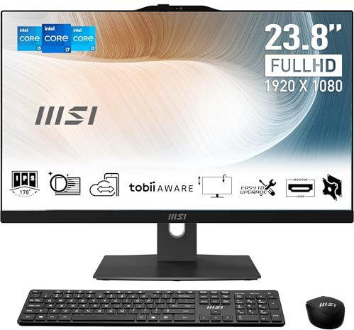 MSI Modern AM242TP 12M-854FR PC Tout-en-Un - Dalle Tactile IPS 23,8, Intel Core i7-1255U, 16 Go DDR4, SSD 1 to PCIe 4.0 NVMe, WiFi 6E, Webcam, Haut-parleurs, Clavier et Souris, Windows 11 Pro