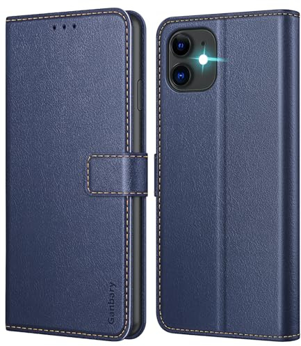 Ganbary Handyhülle für iPhone 11 Hülle, Premium Leder Klapphülle [Kartenschlitzen] [Magnetverschluss] [Standfunktion] kompatibel mit iPhone 11 Schutzhülle, Blau