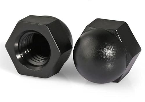 304 Edelstahl Nylon Messing Hutmutter Sechskantkappe Metrisch Hutmutter Schwarz Weiß Vernickelter Stahl M3M4M5M6M8M10M12 50 Stück-M16 (2 Stück), Nylon Schwarz
