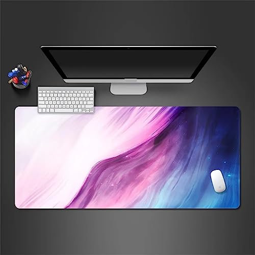 Gaming Mauspad Abstrakt Lila Blau, XXL Gaming Mauspads 39.4x19.7x0.1 Zoll Verlängertes Großes Mauspad Schreibtischauflage, rutschfeste Gummibasis Einfach Zu Reinigen für Gamer/Desktop/Büro/Zuhause