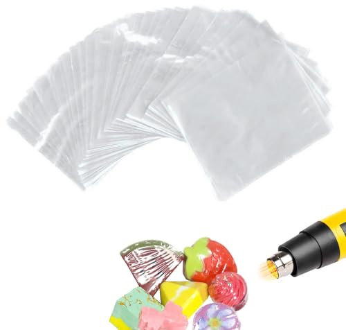 SKYPRO 100Pcs POF Schrumpffolie Taschen 10x15cm Klar Hitze Schrumpffolie Wrap für hausgemachte DIY Verpackung Seife Badebombe Kerze