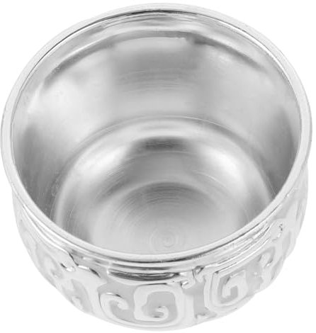 DEARMAMY Vasos de chupito en relieve, copa vintage de metal, cáliz de vino, vasos de chupito antiguos en relieve, taza de té china retro, taza de agua bendita, decoración Fengshui para el hogar, bar,