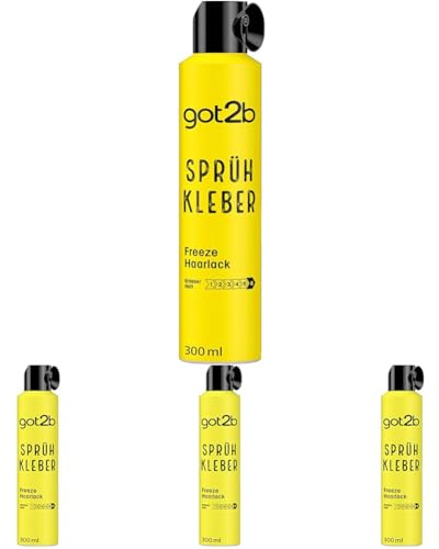 got2b Haarlack Sprüh Kleber Halt 6 (300 ml), 72 h Haarspray für ultra starke Haarstylings, ohne zu verkleben oder auszutrocknen, fixiert bis zur nächsten Haarwäsche (Packung mit 4)