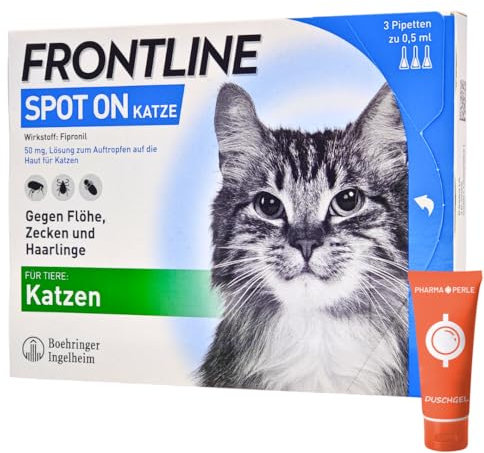 Frontline Spot on für Katzen - Schutz vor Parasiten wie Zecken, Flöhe, Haarlinge I einfach und verträglich I zuverlässig I im Sparset mit Pharma Perle give-Away (Frontline für Katzen 3 St.)