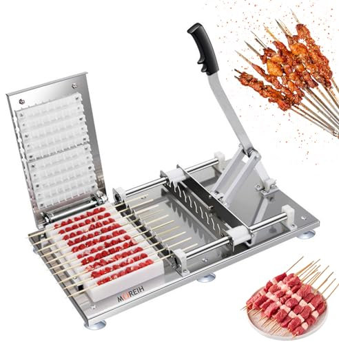 Machine à kebab de mouton manuelle, moule de presse de fabricant de kebab, machine de fabrication de viande de brochette de bambou BBQ 10 trous, outil de grillade de machine à ficelle de viande satay