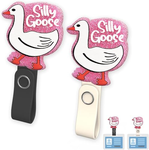 2 Stück Magnetischer Ausweishalter mit Namensschild, Silly Goose, magnetischer Ausweishalter-Clip für Büroangestellte, Lehrer, Ärzte, Krankenschwestern (Silly Goose)