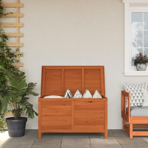 Homgoday Gartentruhe Garten Kissenbox mit Deckel Holztruhe Gartenbox Auflagenbox Kissenbox Truhe Aufbewahrungsbox Gartenkiste Kissentruhe 99x49,5x58,5 cm Massivholz Tanne