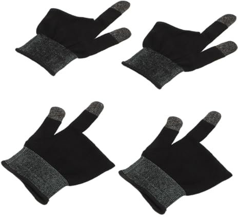 KITANDOVE 1 Paar Gaming-finger-schweißhandschuhe Dünne Zwei-finger-handschuhe Aus Silberner Kohlefaser Für Handyspiele