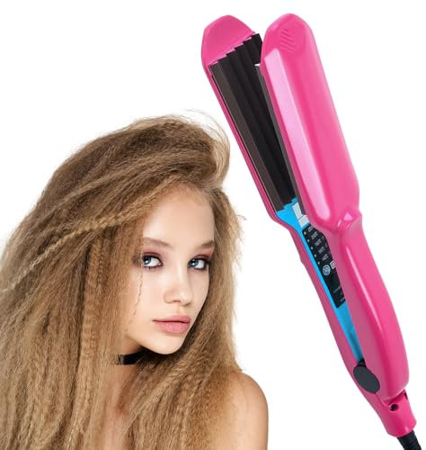 Hair Crimper for Women and Girls, Volumizing Crimping Iron with 5 Heat Setting Corrugation Crimper Hair Iron, 30s Rapid Heating, Ceramic Plate Crimping Hair Iron Hair Crimper for Fluffy Hairstyle