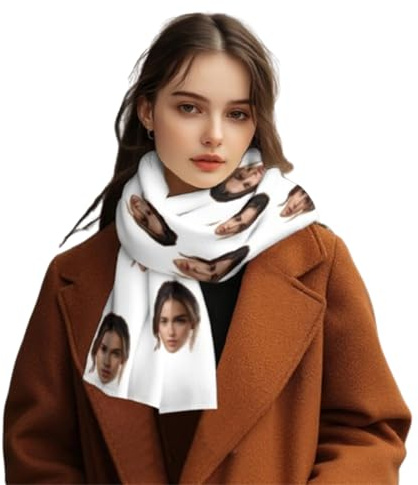 GZYZXP Personalisierte Schals, Schal Winter, Kundenspezifische Gesichtsfoto -Schalverpackungen, Personalisiert Dicker Schal Geschenke für Damen, Männer, Schal Weihnachtsgeschenke, Einheitsgröße