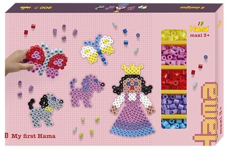 Hama Bügelperlen maxi Set mit Stiftplatten 900 Stück Geschenkpackung, Pink