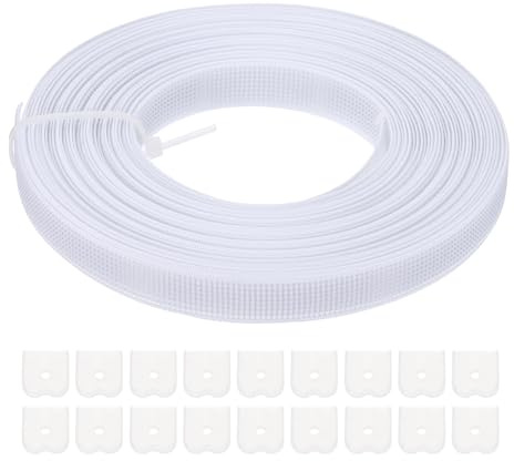 PATIKIL Ossa per Cucire, 15 Iarde 12mm Ampio Poliestere Cuci-Attraverso Stecche per Corsetti Corsetto Stecca con 60Pz Cappucci Terminali per Corsetto Abito Sposa Cappello Fai da Te, Bianco