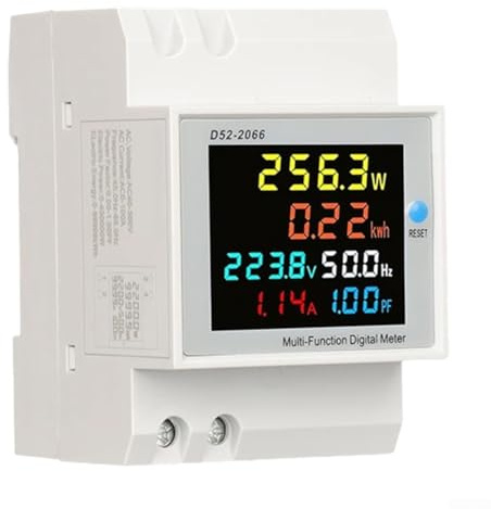 HpLive Digitaler Energiezähler 6-in-1 AC 40-300V LCD-Anzeige Stromzähler Einphasig Hutschiene Multifunktional Messgerät, 80x54x48mm