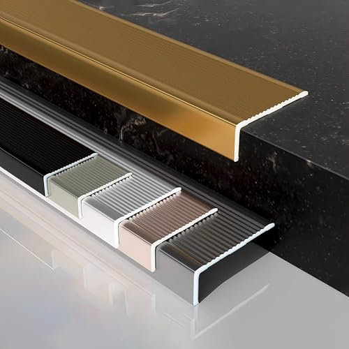 Coayuou Edge Protection Profile 3 Pieces 100cm Corner Rail Made Of Aluminum Transition Profiles Angle End Profile For Your Stairs, Easy To Install And Durable(Gold,50 * 30mm)