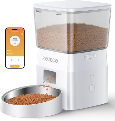 DionneART Automatic Pet Feeder, Smart Control Cat and Dog Food Dispenser, Button Version