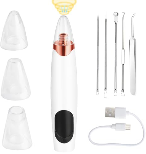 Aspirateur Pour Points Noirs, 3 Modes avec 3 Têtes Interchangeables, Aspirateur Point Noir Extracteur Points Noirs Visage Tire Comedon Points Aspirateur Points Noirs Professionnel Visage