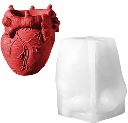 Human Heart Sculpture Flowerpot Silicone Mold Silicone Candle Cup Mould for Epoxy Resin Candle Cup Soap Chocolate Baking