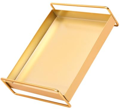 Healifty Plateau de Rangement Ménager Doré Grand Format Métallique Multifonction pour Bureau et Rangement Bijoux Cosmétique Élégant et Décoratif