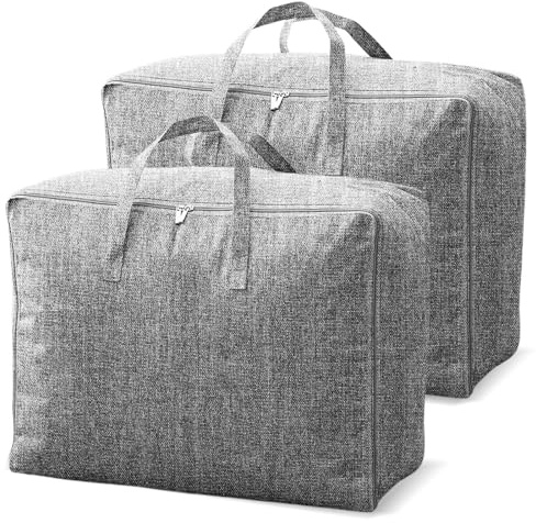 XXL Aufbewahrungstasche 2er Set, Wasserdichte & Staubdichte Aufbewahrungstasche für Bettdecken, Große Staubdichte Umzugstaschen für Kleidung, Kissen, Bettwäsche (105L:70 * 50 * 30cm*2)