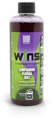 WINS 007 - Friegasuelos Concentrado 250 ml | Rinde 5 L | Suelos y Superficies | Aroma Floral Duradero | pH Neutro | Limpieza Diaria | Reduce Uso de Plástico | Fabricado en España