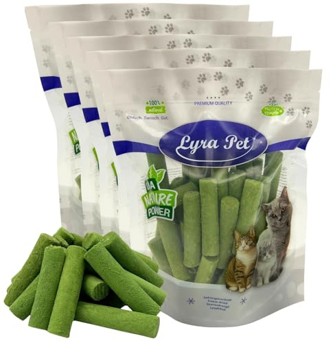Lyra Pet® 1 kg (5 x 200g) Katzengras Sticks gefriergetrocknet - Katzensnack | Mit Huhn & Gerstengras - Getreidefrei & verdauungsfördernd - Ideal auch für Kitten & Senioren - Vitalstoffreiche Belohnung