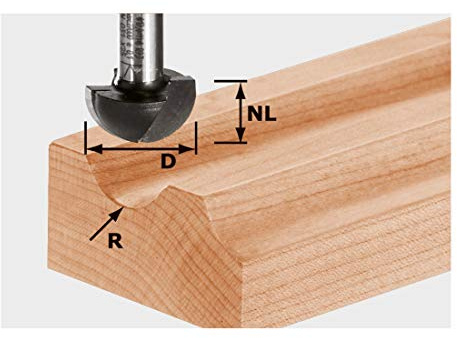 Festool Hohlkehlfräser HW S12 D40 R20 - Schaft 12 mm, Radius 20 mm | Hartmetall-Fräser für Hohlkehlprofile – Nutzlänge 25 mm, Gesamtlänge 65 mm, 1 Stück