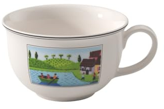 Villeroy und Boch Charm und Breakfast Design Naif Café au Lait-Tasse, 500 ml, Höhe: 7 cm, Premium Porzellan, Weiß/Bunt