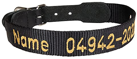 Halsband in Schwarz incl. gestickten Namenszug
