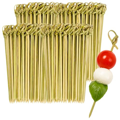 com-four® 240x Fingerfood Spieße aus pflanzlichem Rohstoff, Canapé-Stäbchen | Holzspieße mit Knoten - Party-Picker - Cocktailspieße für Buffet - Party & Gastronomie