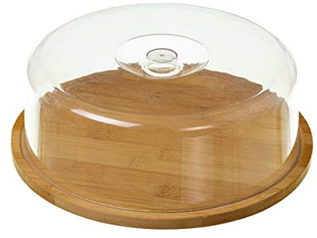 Plateau Fromage Bambou Rond et Cloche Acrylique