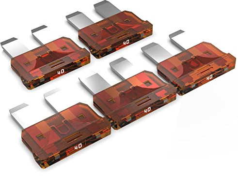 AUPROTEC Standard ATO Flachstecksicherung, 40A Ampere orange, 5 Stück | Einzelverbraucher-Absicherung, 32V/DC-Fahrzeug-Elektrik, ISO 8820-3